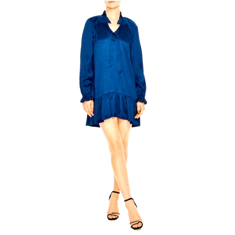 Sandro Paris Butterfly Frill Trim Long Sleeve Mini Dress Size:40